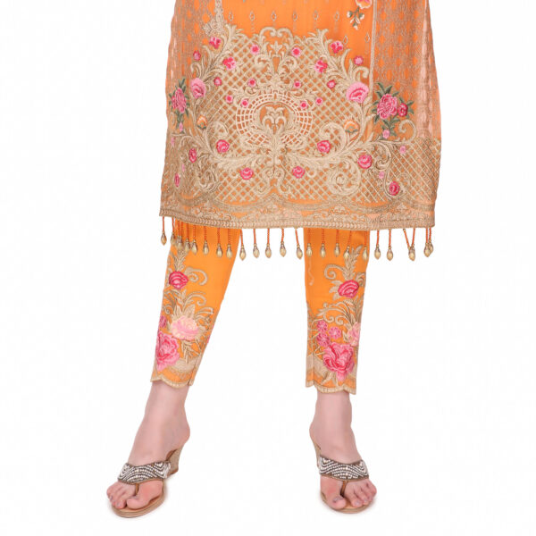 Inara Manzil bridal orange dress 3A organza patch