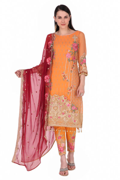 Inara Manzil bridal orange dress 3A