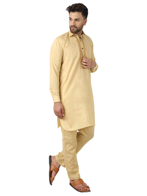 Khaki embroidered kurta from Inara textile